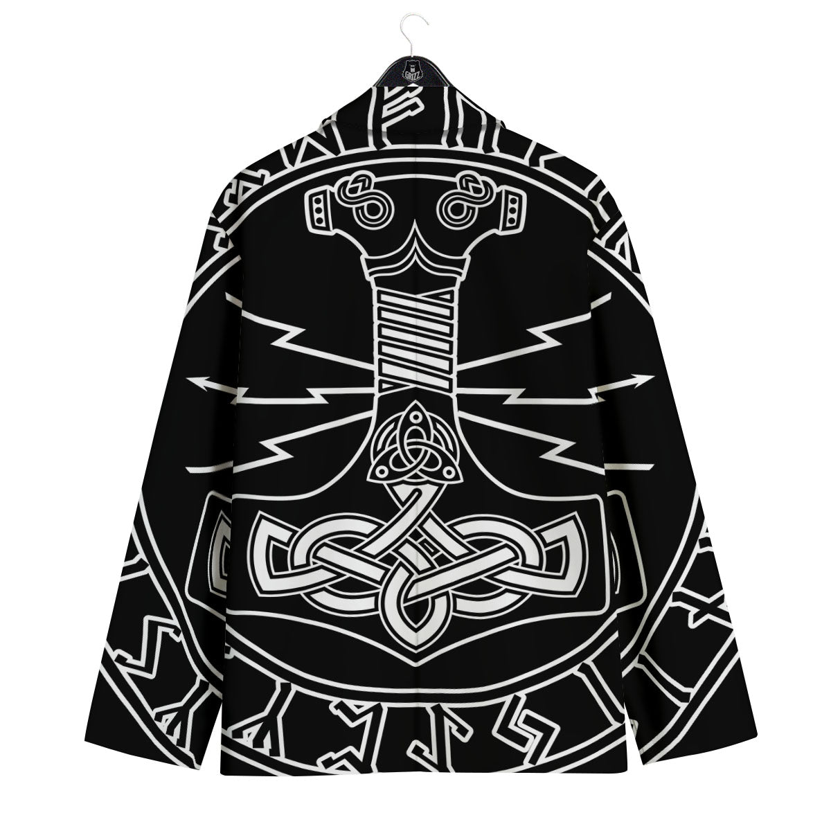 Younger Futhark And Mjolnir Print Men's Sport Coat-grizzshop