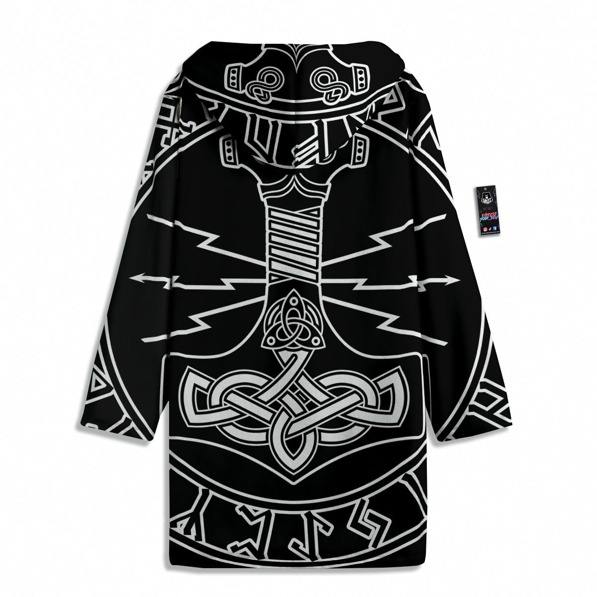 Younger Futhark And Mjolnir Print Men's Windbreaker Jacket-grizzshop