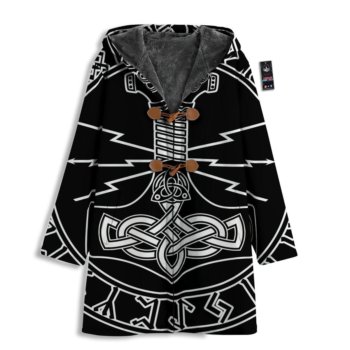 Younger Futhark And Mjolnir Print Men's Windbreaker Jacket-grizzshop