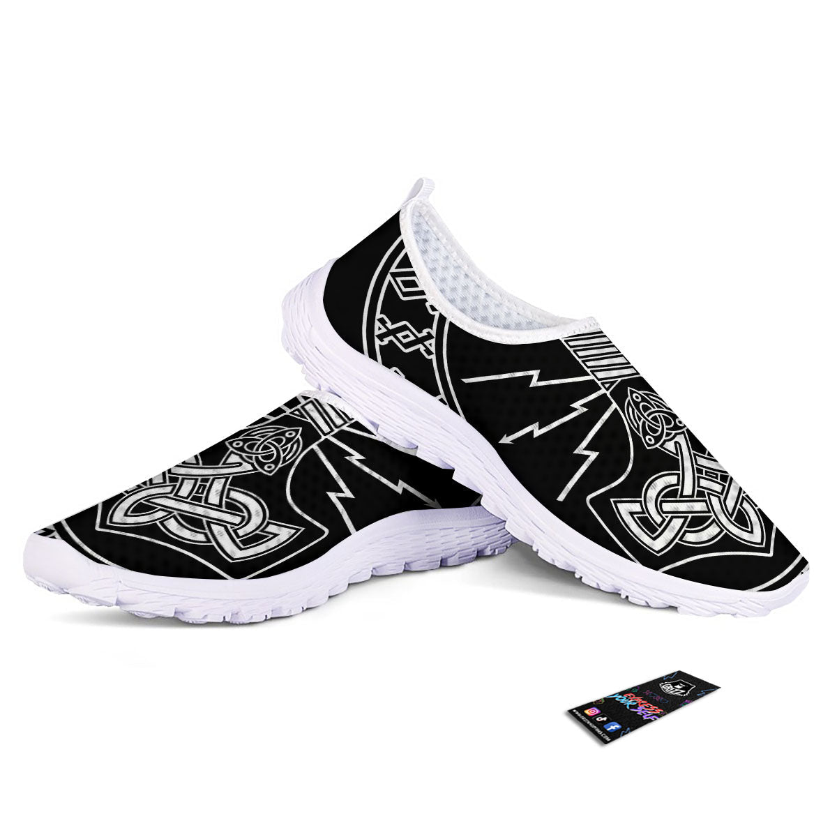 Younger Futhark And Mjolnir Print Nurse Shoes-grizzshop