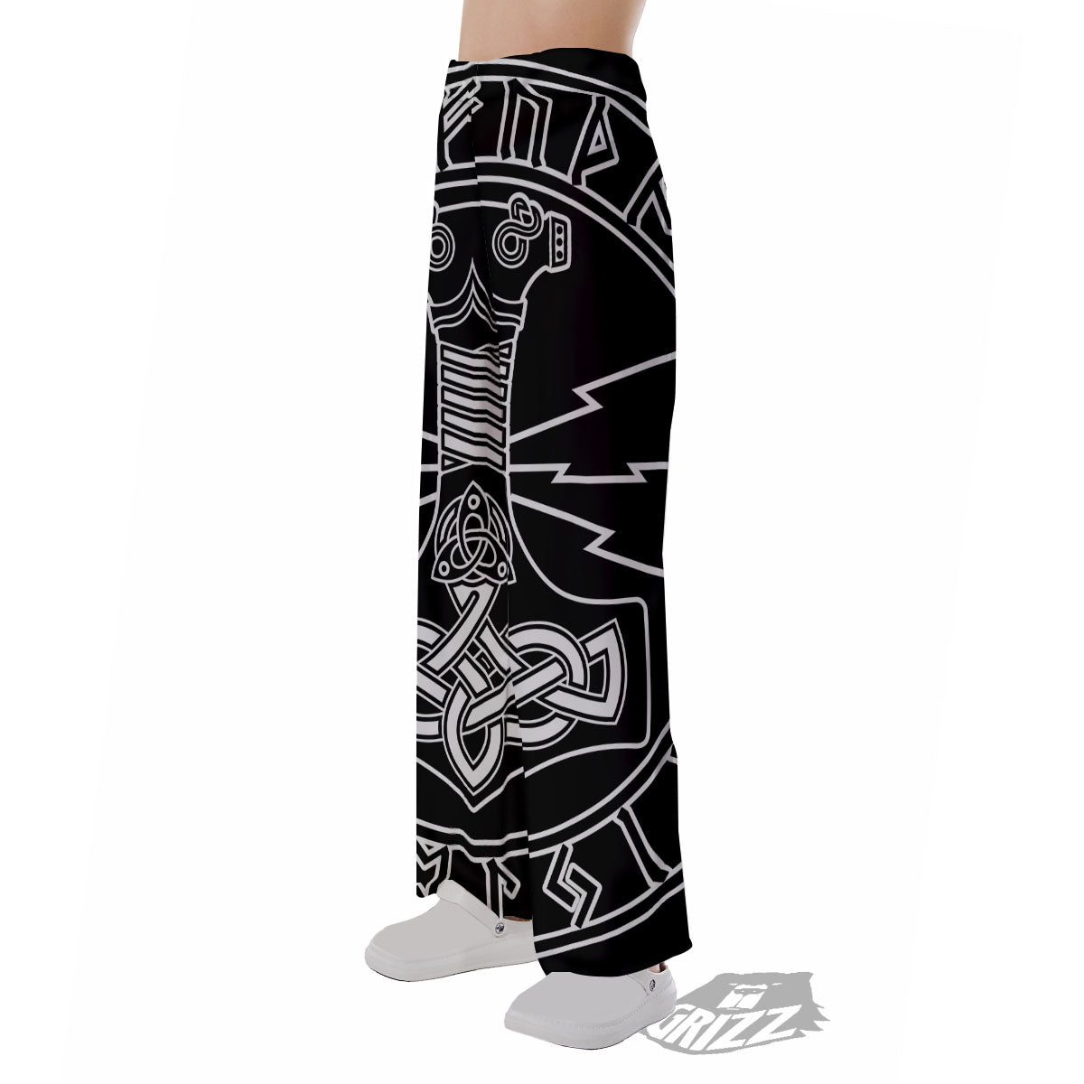 Younger Futhark And Mjolnir Print Pajama Pants-grizzshop
