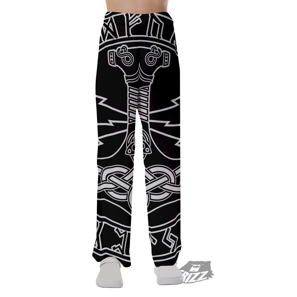 Younger Futhark And Mjolnir Print Pajama Pants-grizzshop