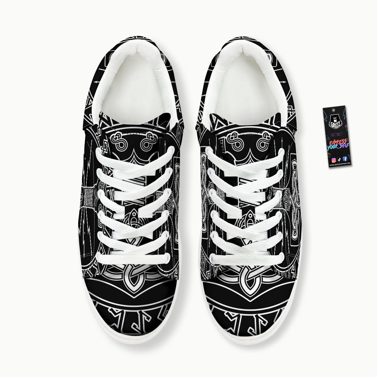 Younger Futhark And Mjolnir Print Platform Shoes-grizzshop