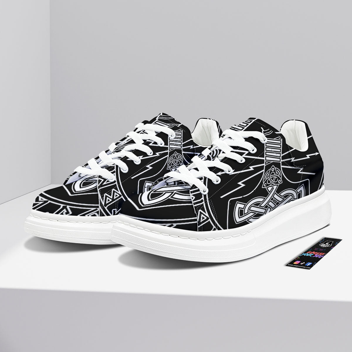 Younger Futhark And Mjolnir Print Platform Shoes-grizzshop