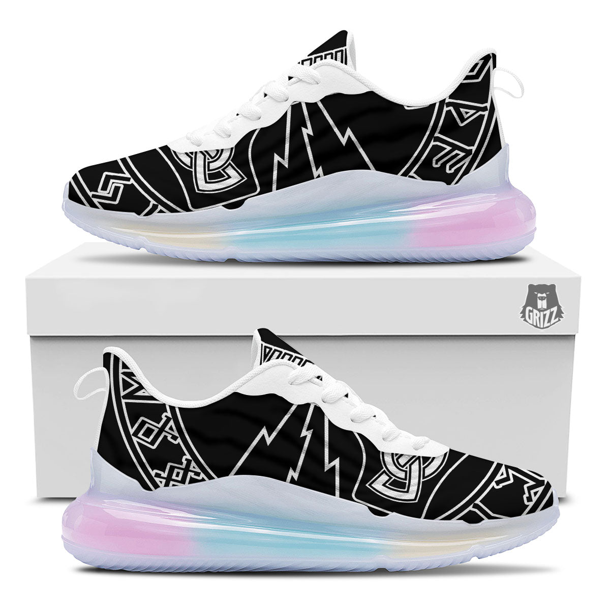 Younger Futhark And Mjolnir Print Running Sneakers-grizzshop
