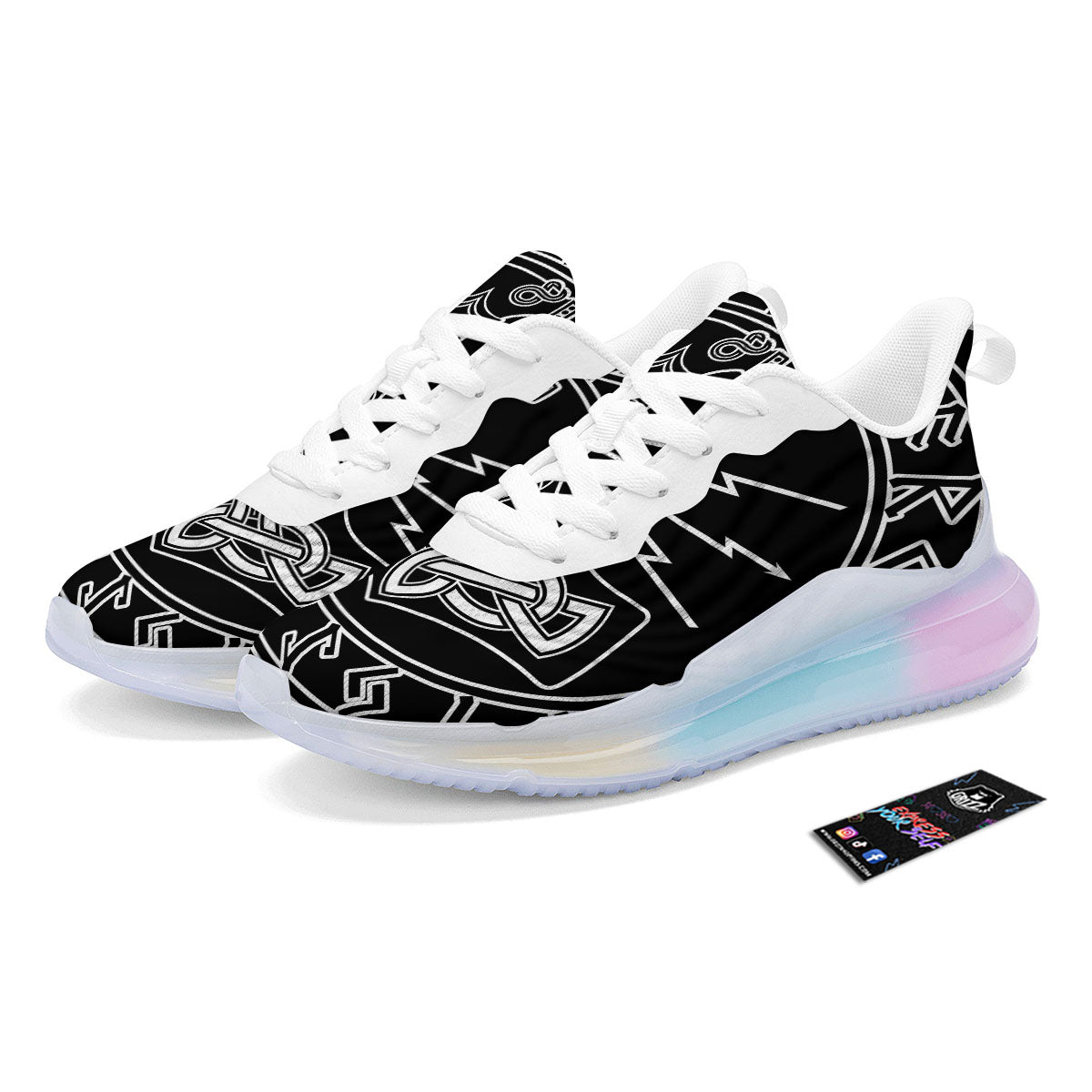 Younger Futhark And Mjolnir Print Running Sneakers-grizzshop