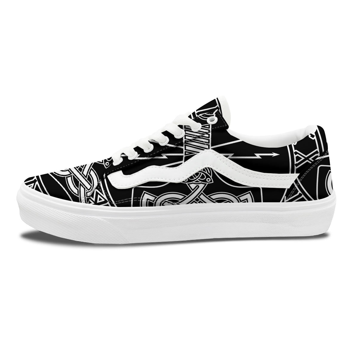 Younger Futhark And Mjolnir Print Skate Shoes-grizzshop