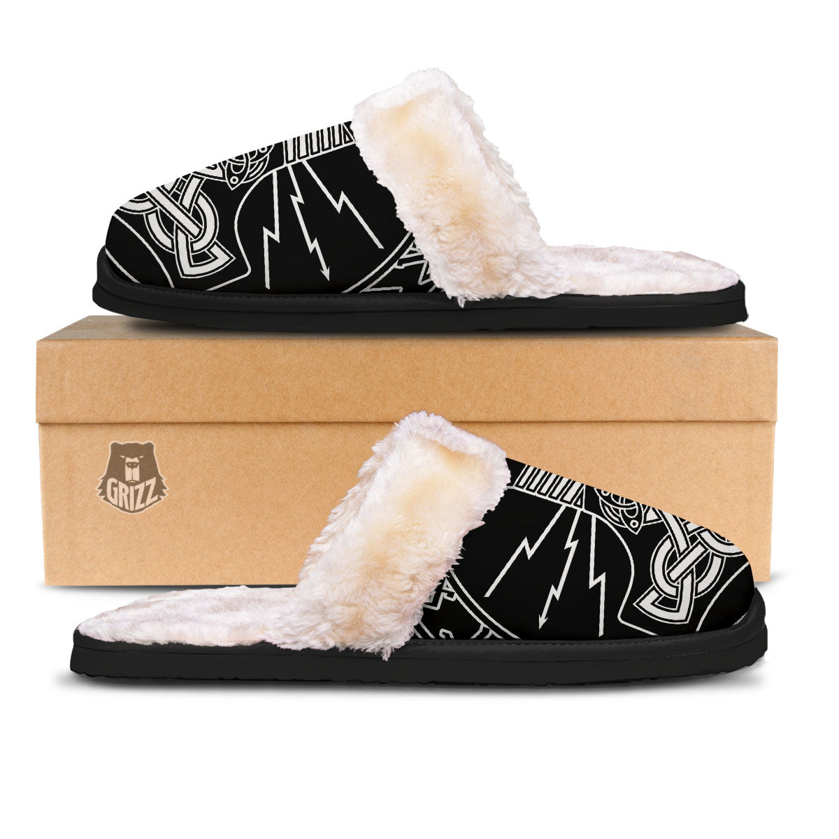 Younger Futhark And Mjolnir Print Slippers-grizzshop
