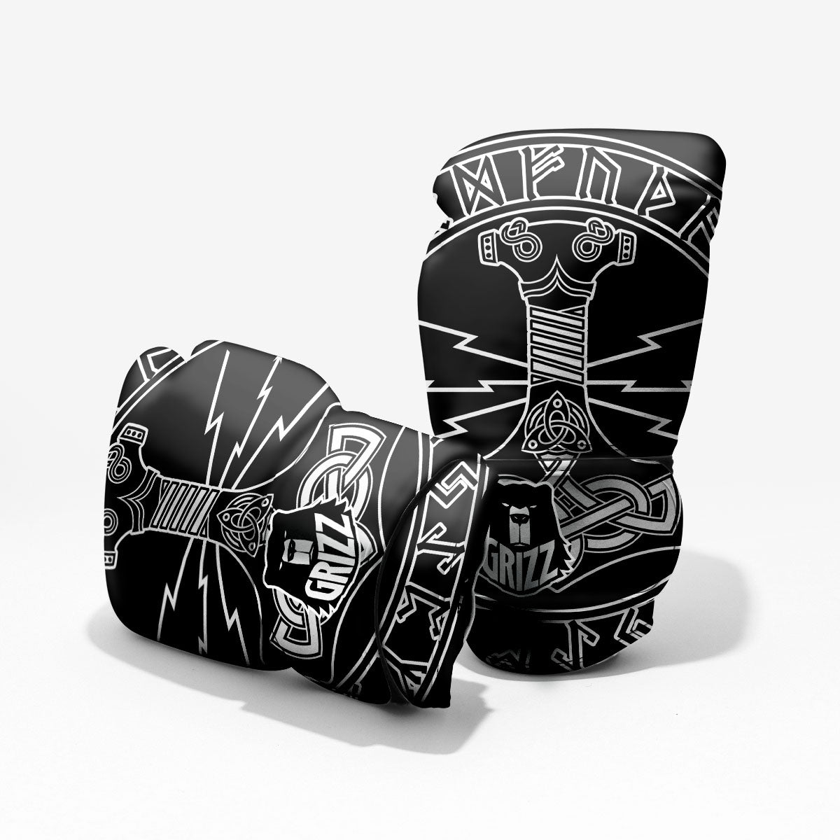 Younger Futhark And Mjolnir Print Pro Boxing Glove