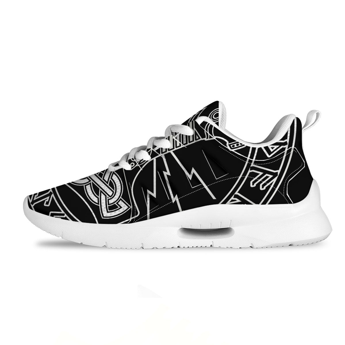 Younger Futhark And Mjolnir Print Tennis Shoes-grizzshop