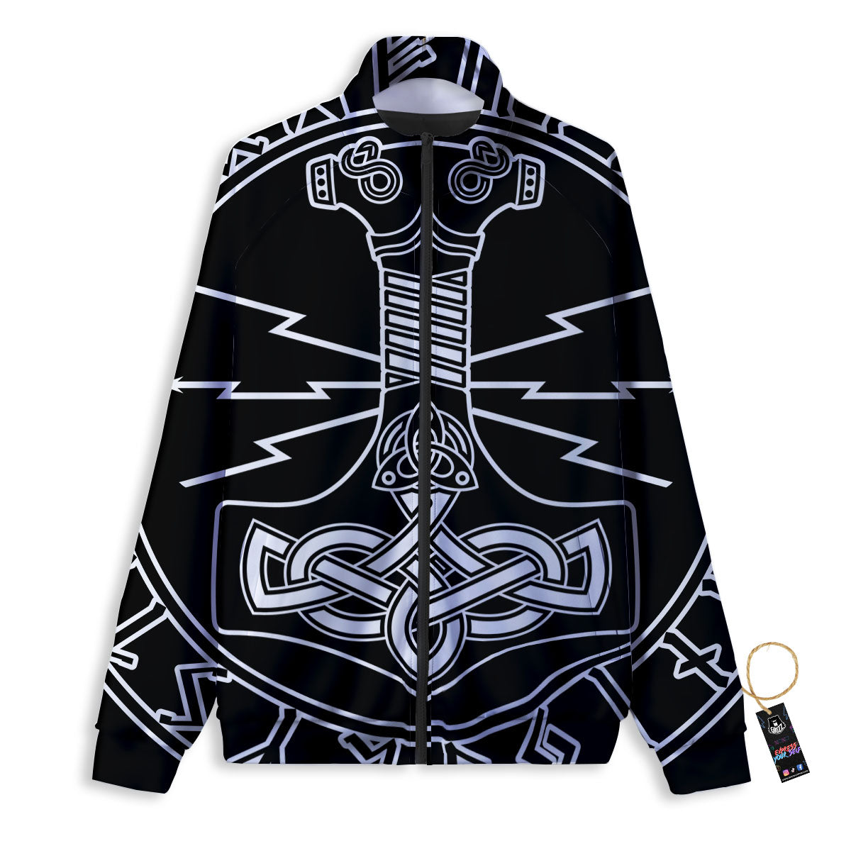 Younger Futhark And Mjolnir Print Track Jacket-grizzshop