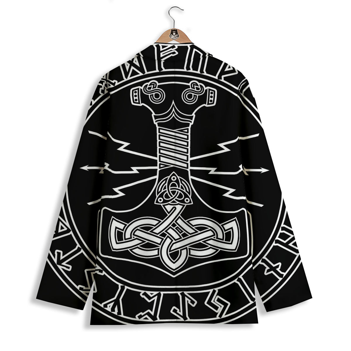 Younger Futhark And Mjolnir Print Women's Blazer-grizzshop