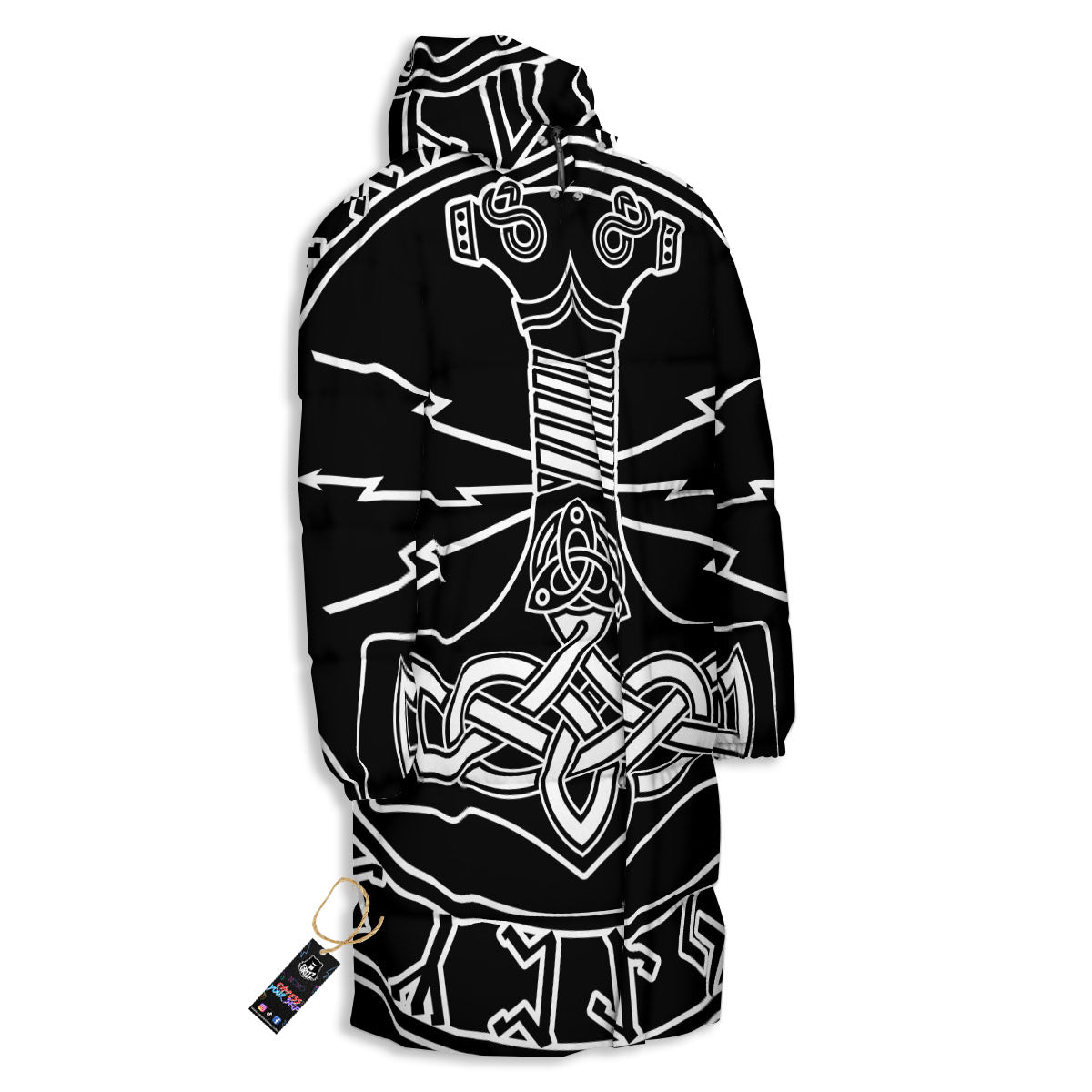 Younger Futhark And Mjolnir Print Long Down Jacket