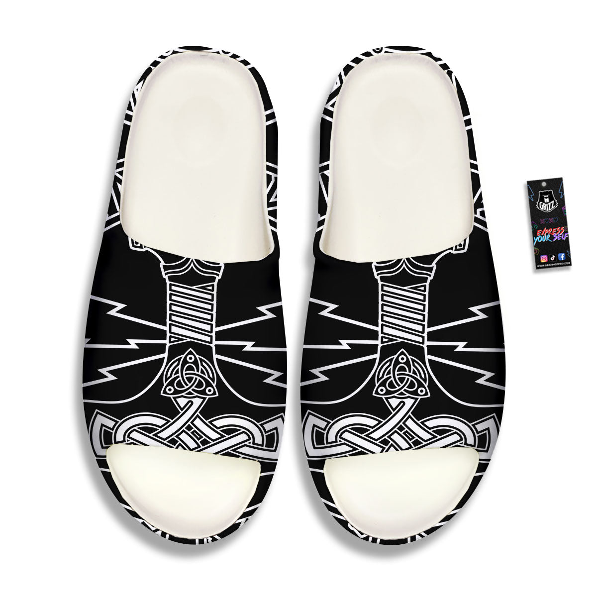 Younger Futhark And Mjolnir Print Sandals-grizzshop