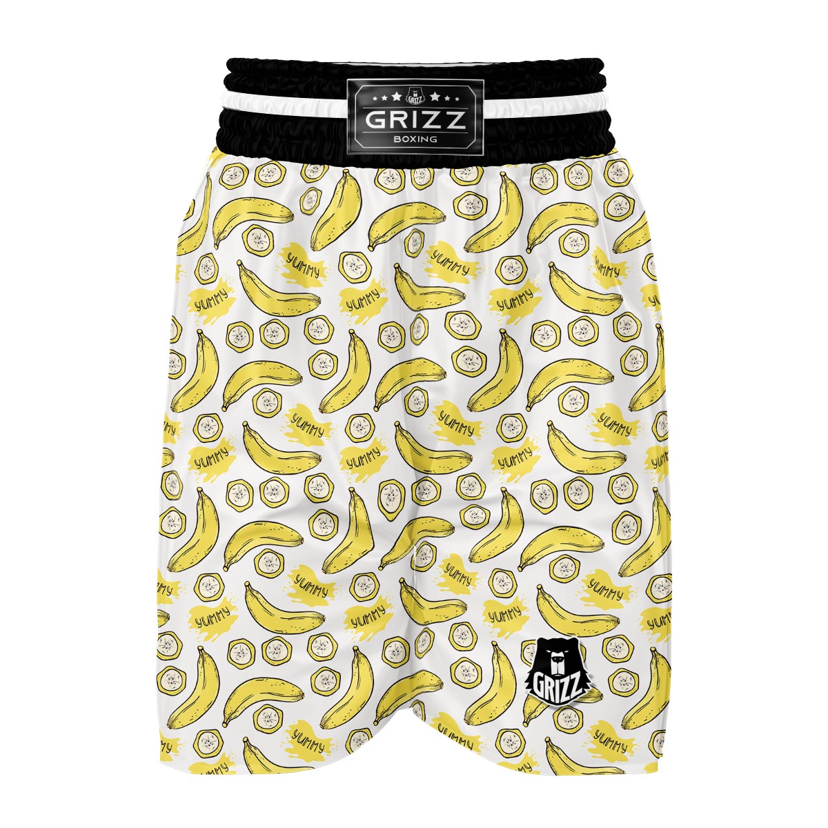Yummy Banana Pattern Print Boxing Shorts-grizzshop