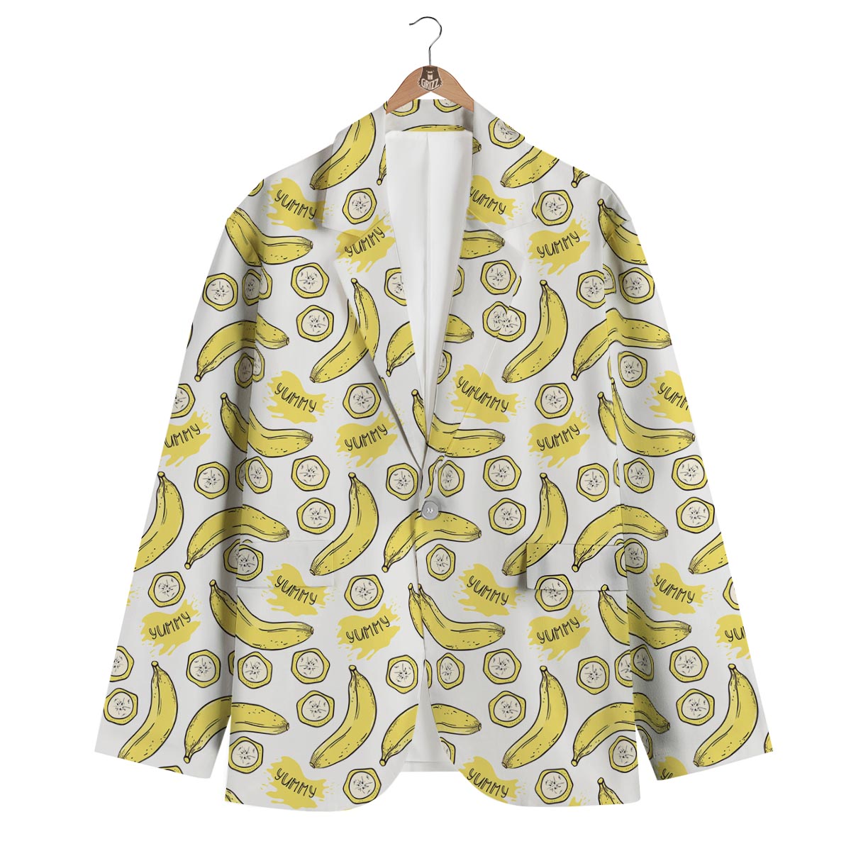 Yummy Banana Pattern Print Men's Blazer-grizzshop