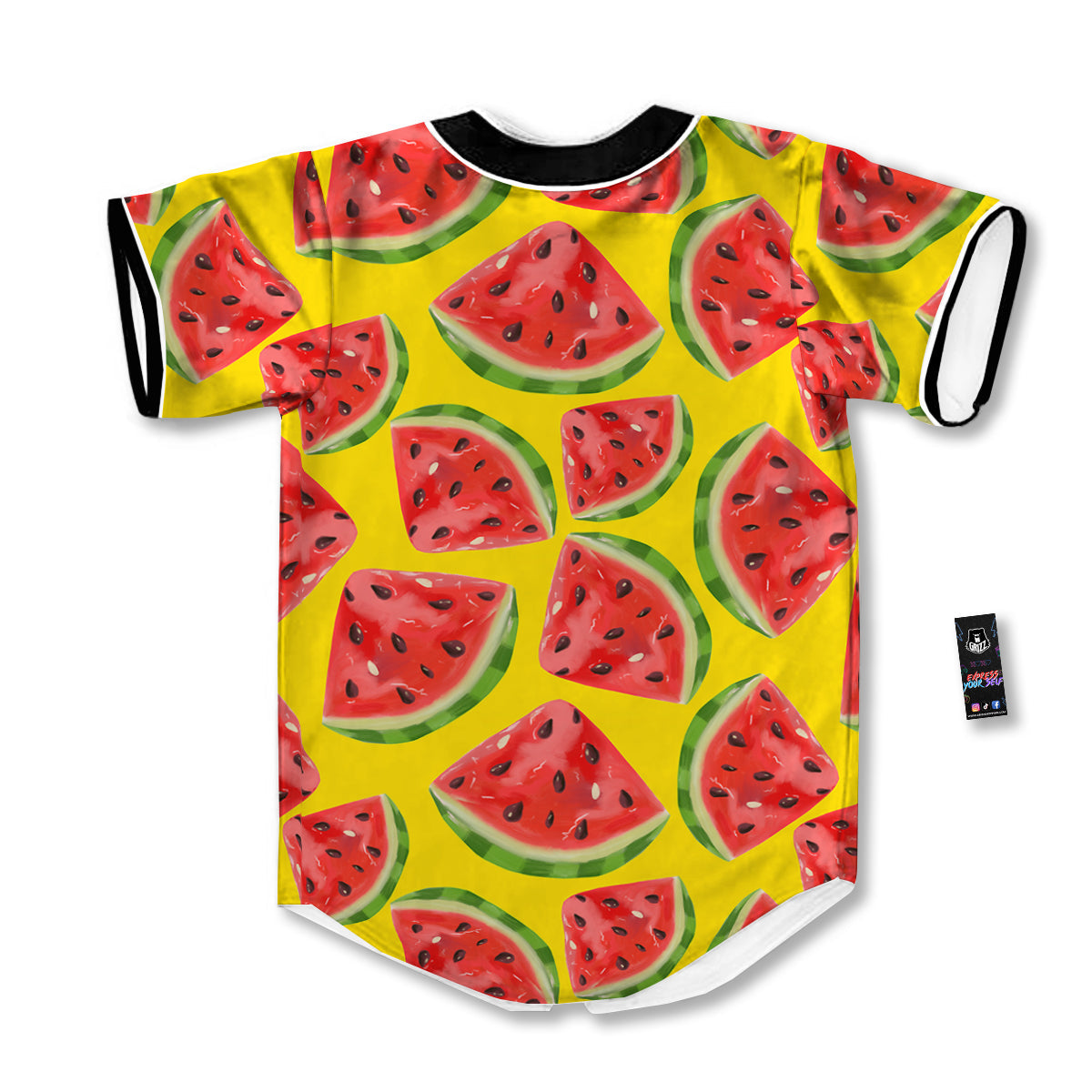 Yummy Watermelon Pieces Print Pattern Baseball Jersey-grizzshop