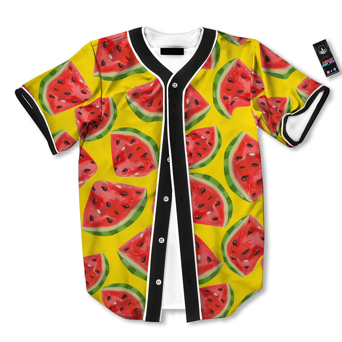 Yummy Watermelon Pieces Print Pattern Baseball Jersey-grizzshop