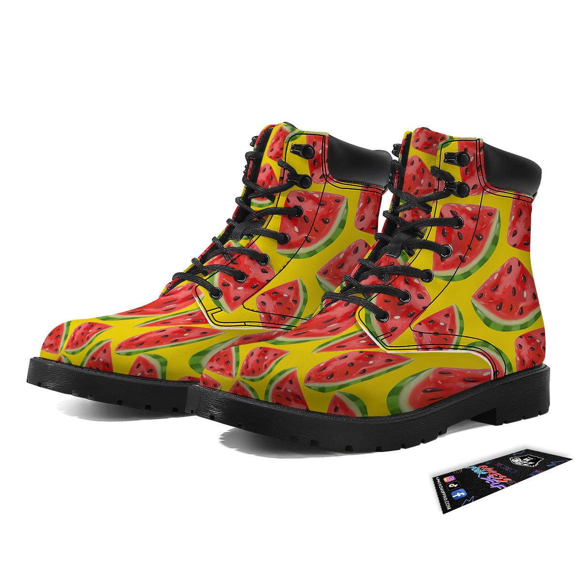 Yummy Watermelon Pieces Print Pattern Boots-grizzshop