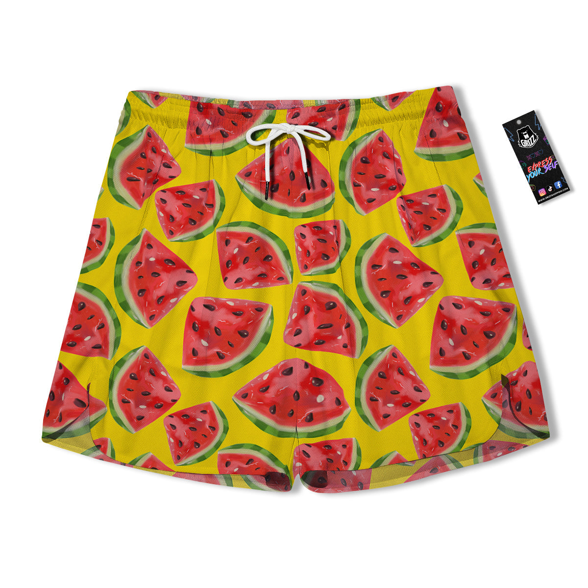 Yummy Watermelon Pieces Print Pattern Men's Running Shorts-grizzshop