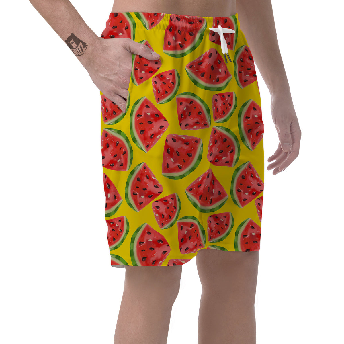 Yummy Watermelon Pieces Print Pattern Men's Shorts-grizzshop