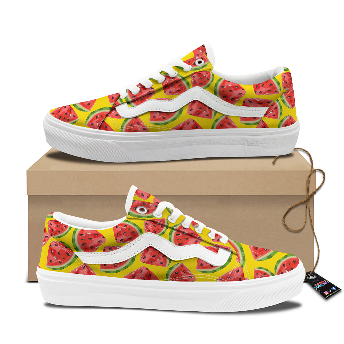 Yummy Watermelon Pieces Print Pattern Skate Shoes-grizzshop