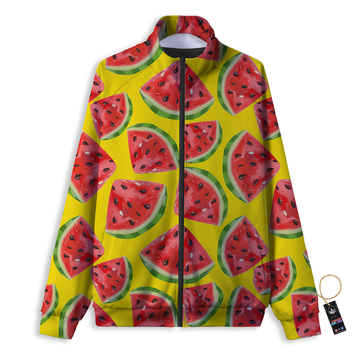 Yummy Watermelon Pieces Print Pattern Track Jacket-grizzshop
