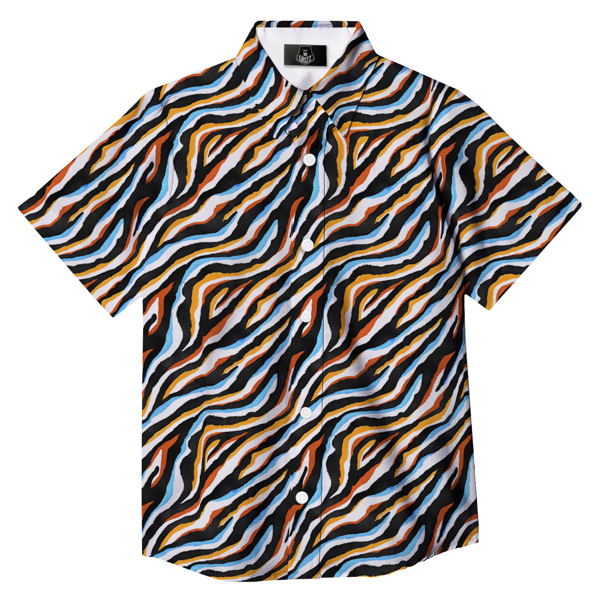 Zebra Abstract Print Pattern Button Up Shirt-grizzshop
