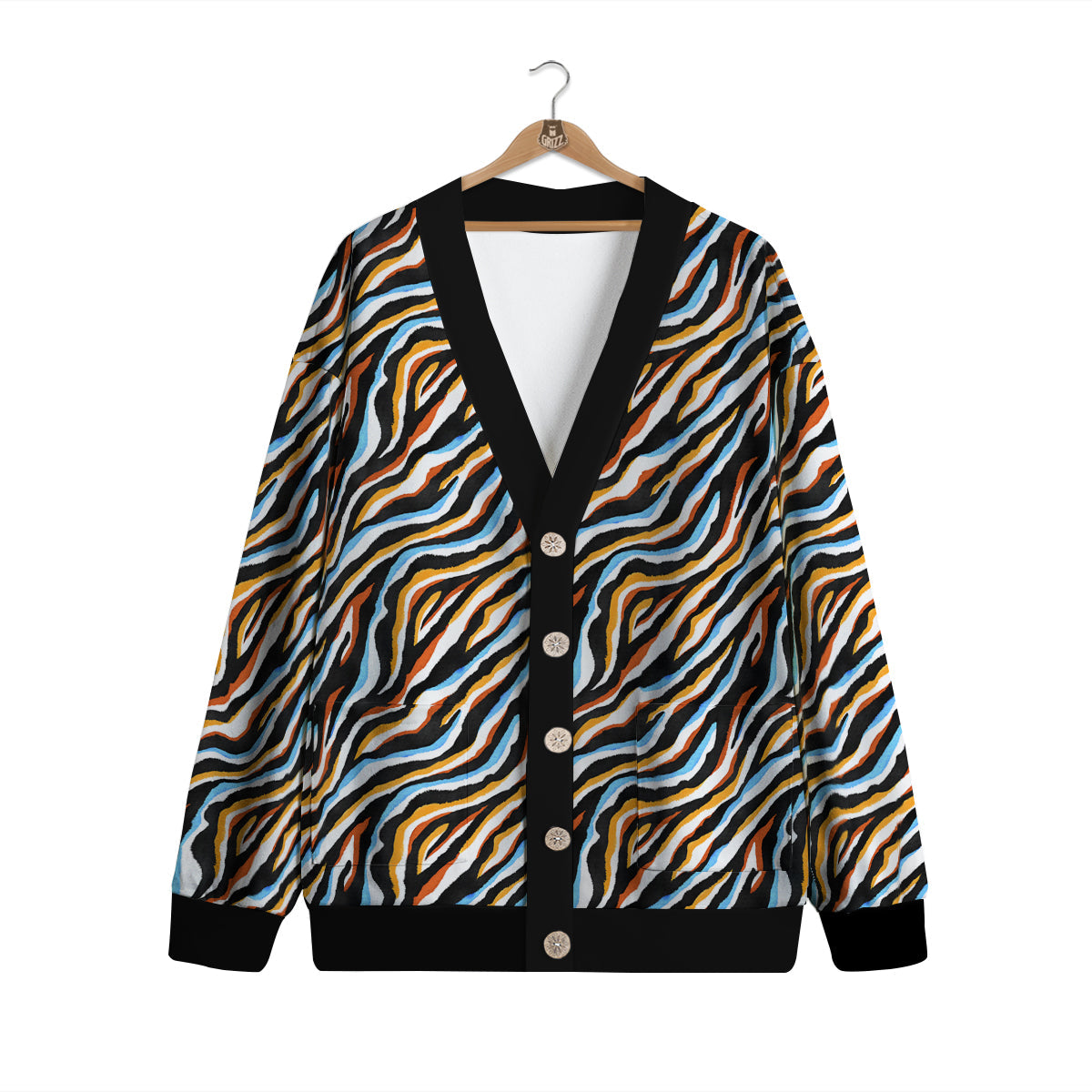 Zebra Abstract Print Pattern Cardigan-grizzshop