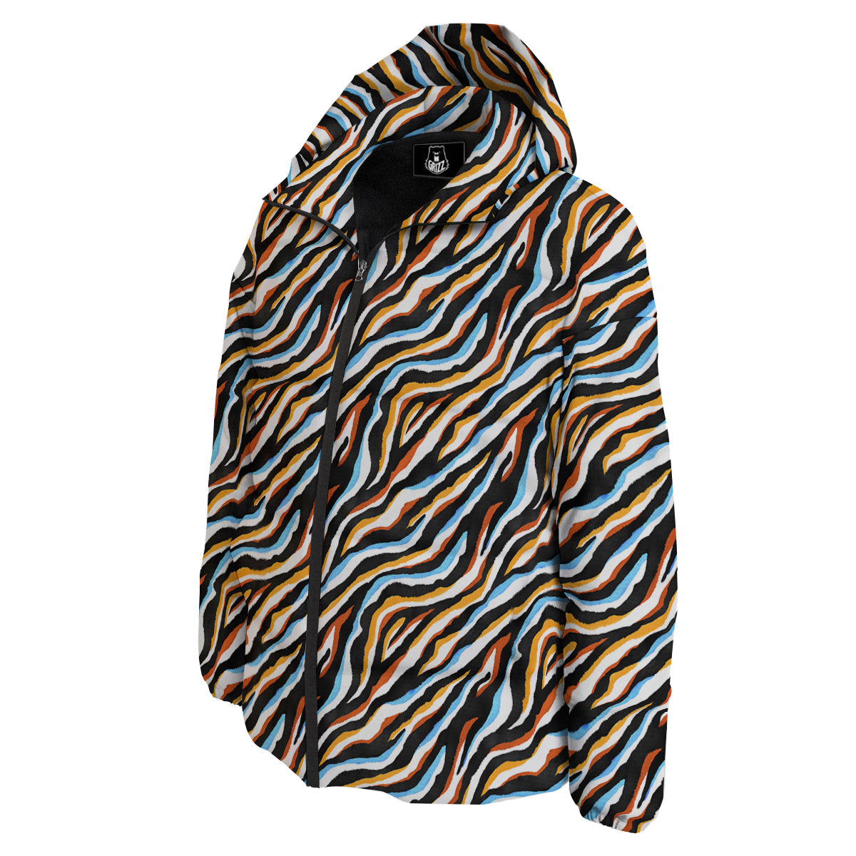 Zebra Abstract Print Pattern Down Jacket-grizzshop