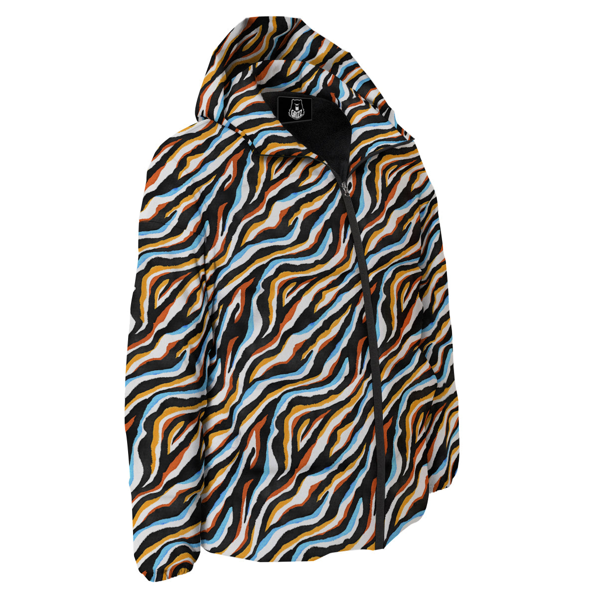 Zebra Abstract Print Pattern Down Jacket-grizzshop