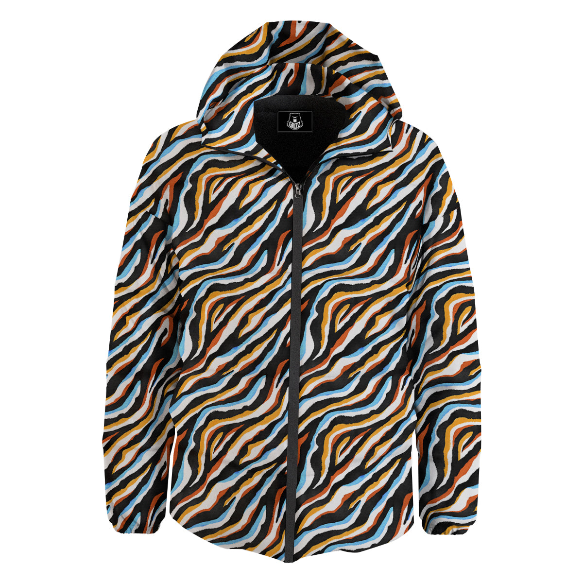 Zebra Abstract Print Pattern Down Jacket-grizzshop