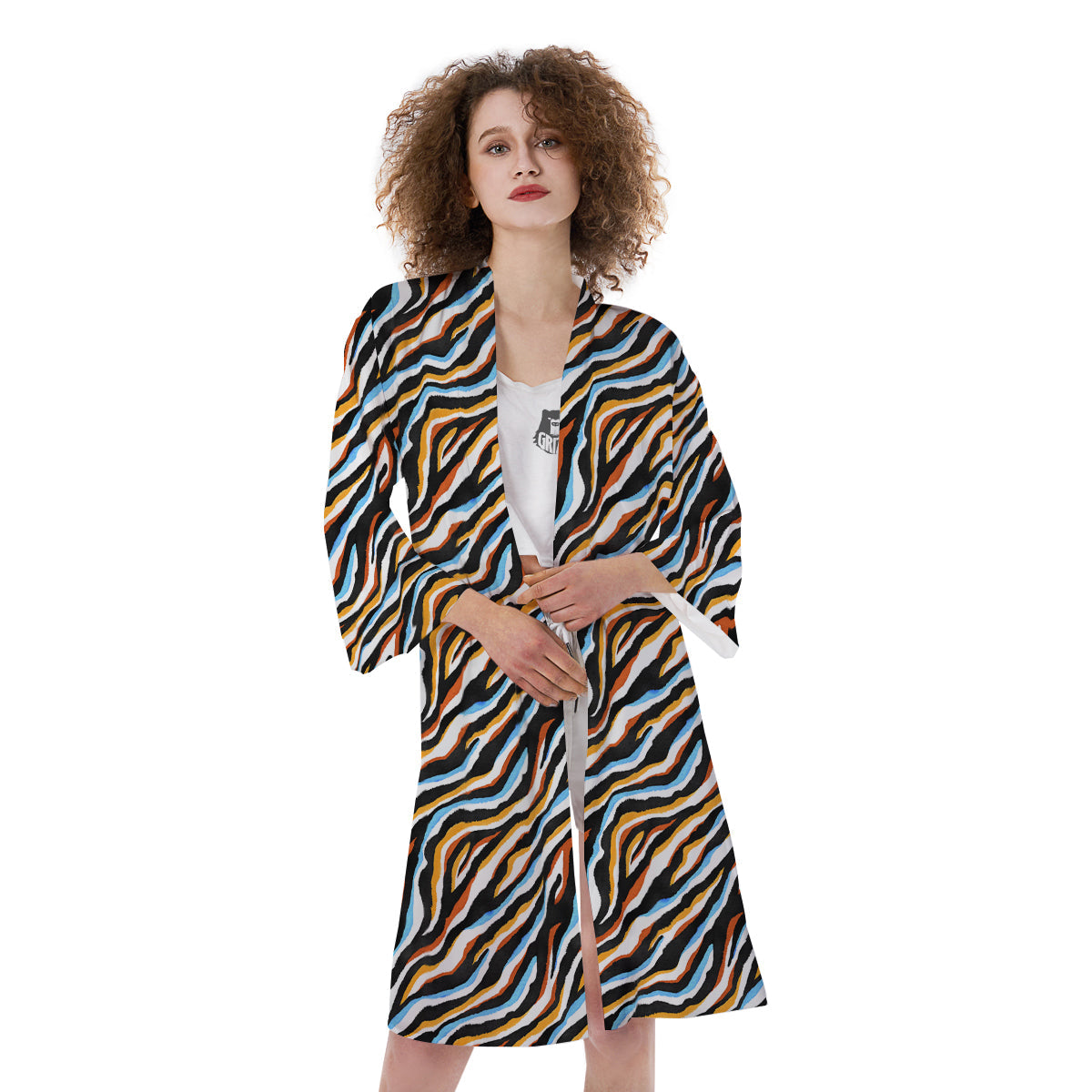 Zebra Abstract Print Pattern Kimono-grizzshop