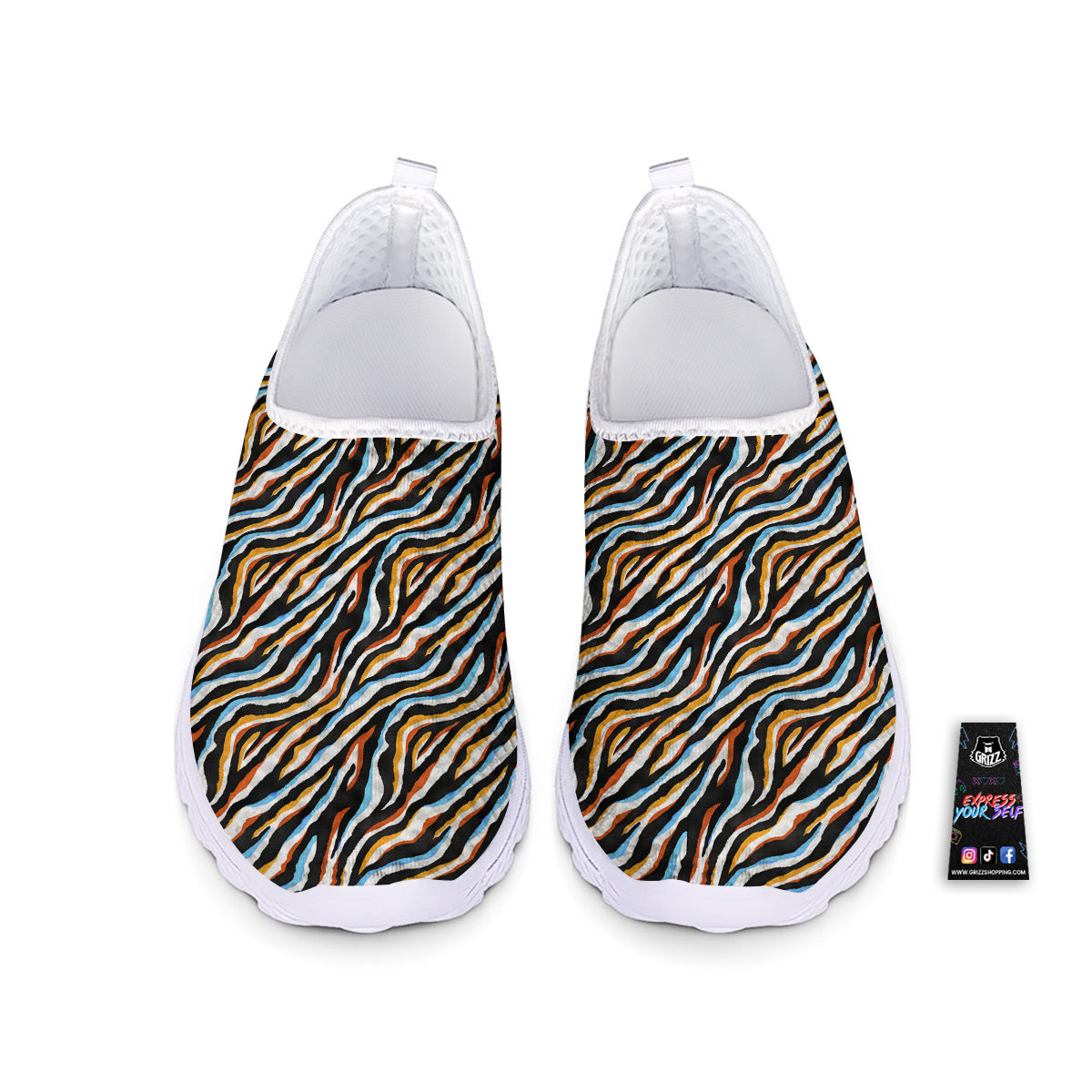 Zebra Abstract Print Pattern Nurse Shoes-grizzshop