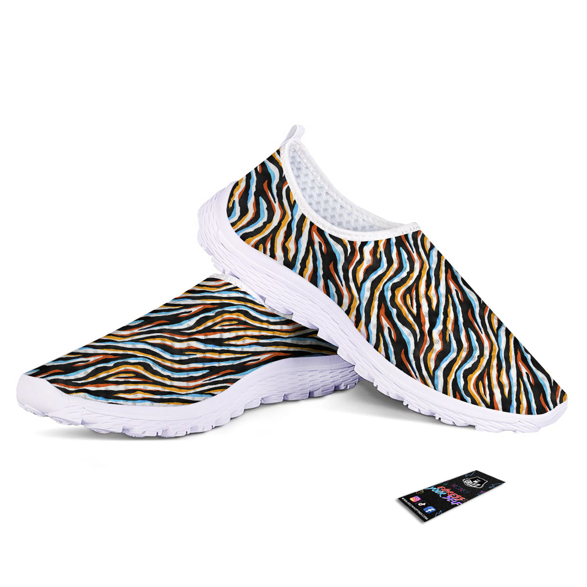 Zebra Abstract Print Pattern Nurse Shoes-grizzshop