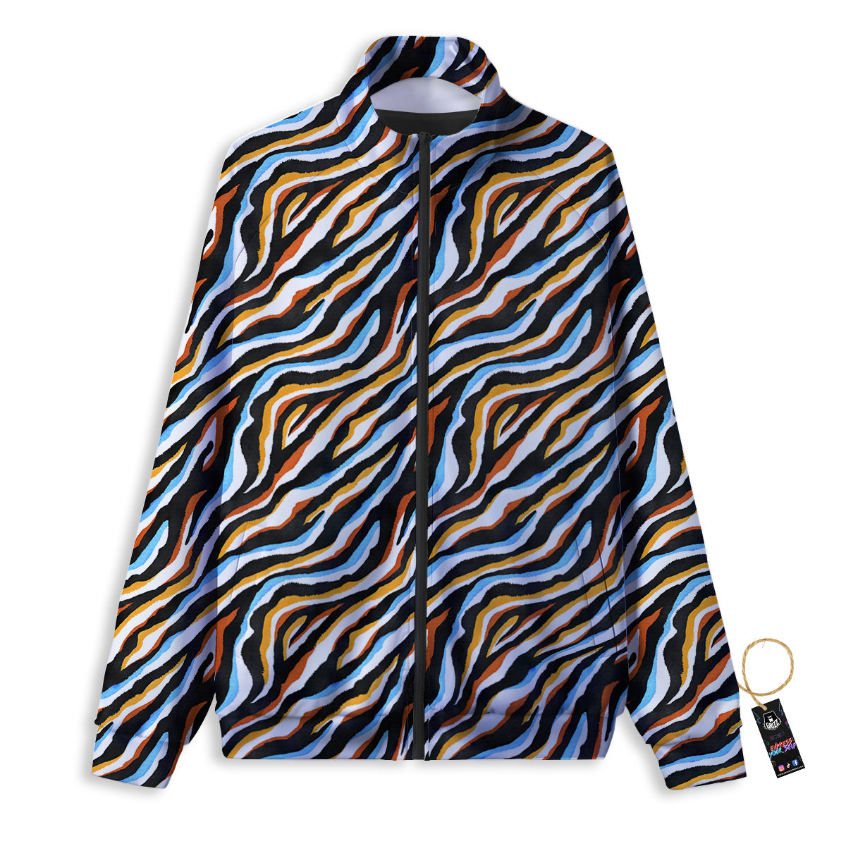 Zebra Abstract Print Pattern Track Jacket-grizzshop