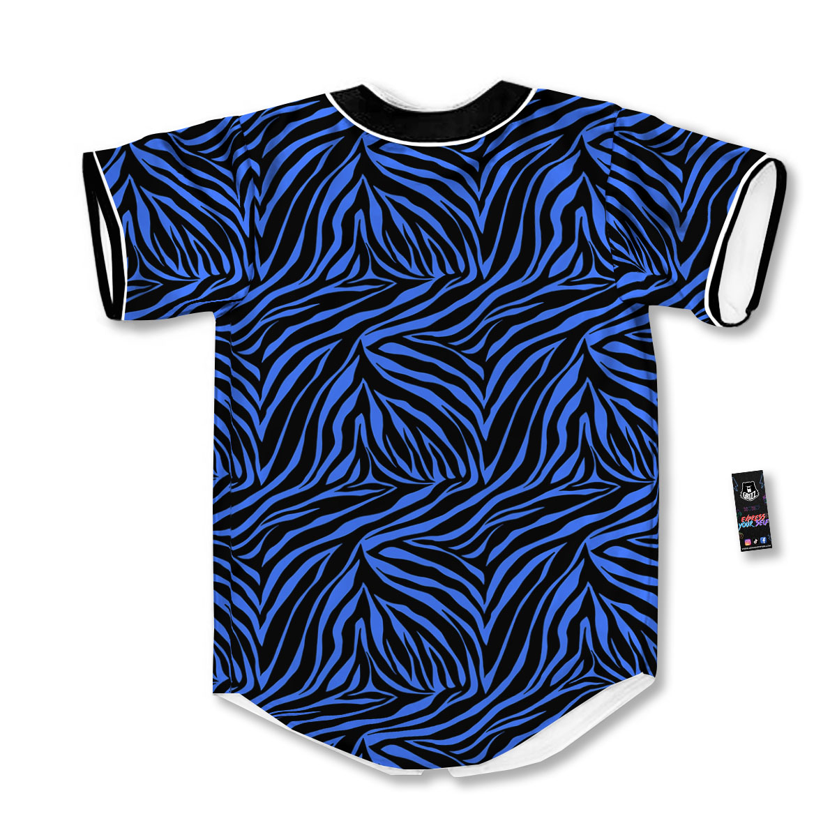 Zebra Black Blue Print Pattern Baseball Jersey-grizzshop