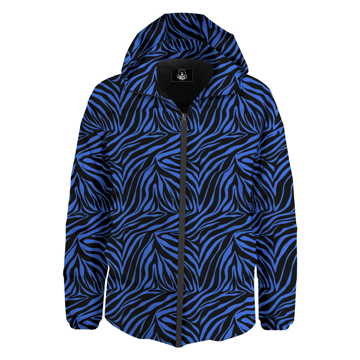 Zebra Black Blue Print Pattern Down Jacket-grizzshop