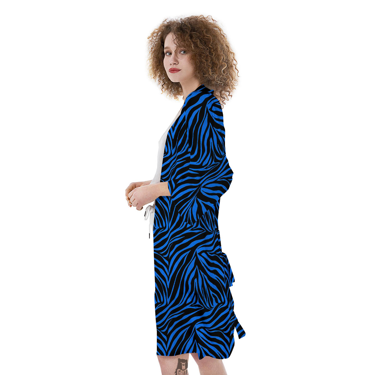 Zebra Black Blue Print Pattern Kimono-grizzshop