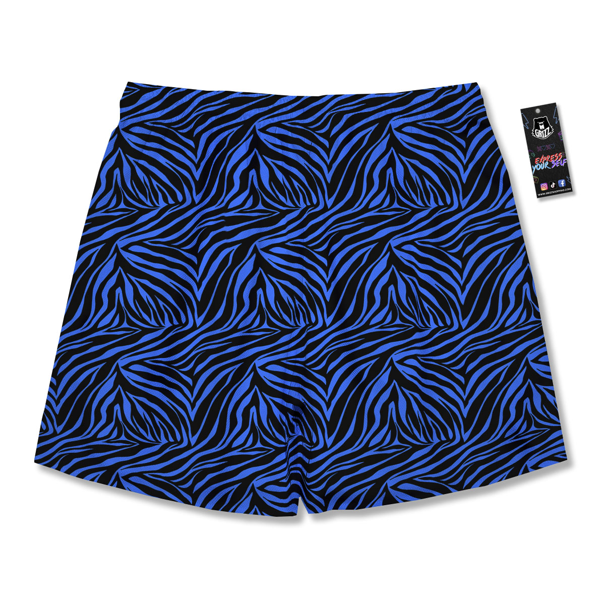 Zebra Black Blue Print Pattern Men's Running Shorts-grizzshop