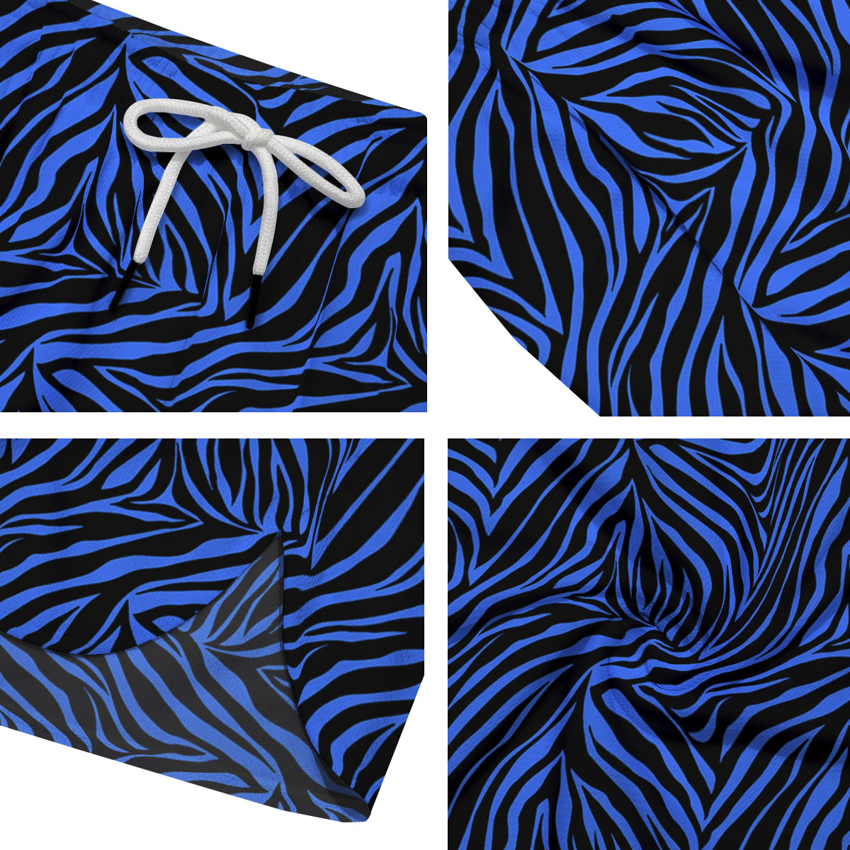 Zebra Black Blue Print Pattern Men's Running Shorts-grizzshop