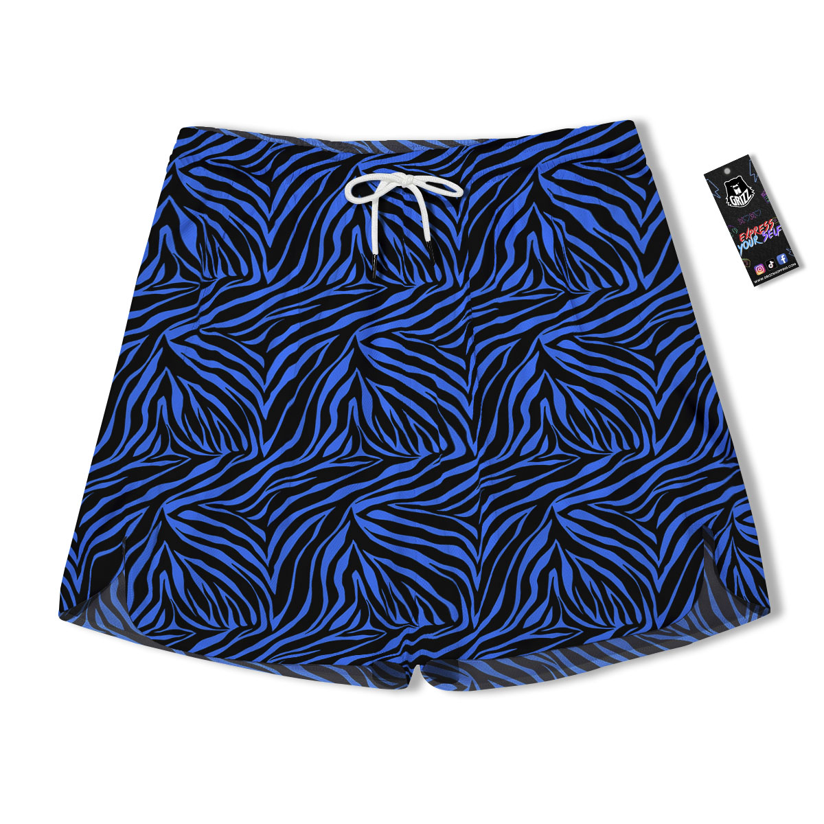 Zebra Black Blue Print Pattern Men's Running Shorts-grizzshop
