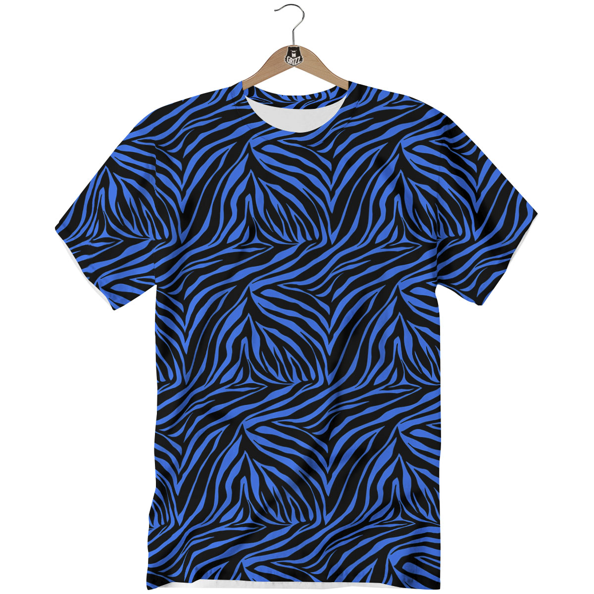 Zebra Black Blue Print Pattern T-Shirt-grizzshop