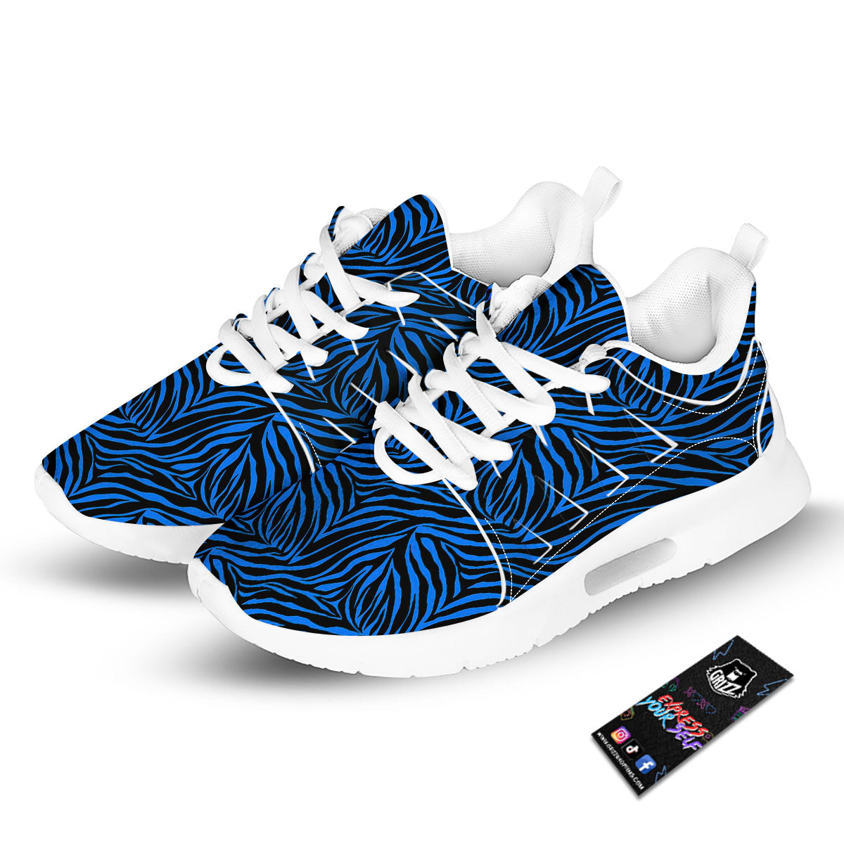 Zebra Black Blue Print Pattern Tennis Shoes-grizzshop