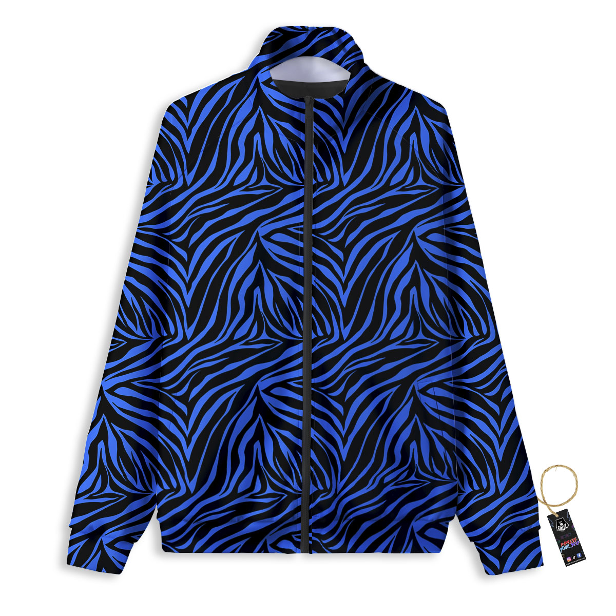 Zebra Black Blue Print Pattern Track Jacket-grizzshop
