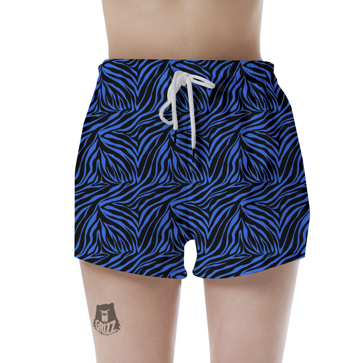 Zebra Black Blue Print Pattern Women's Shorts-grizzshop