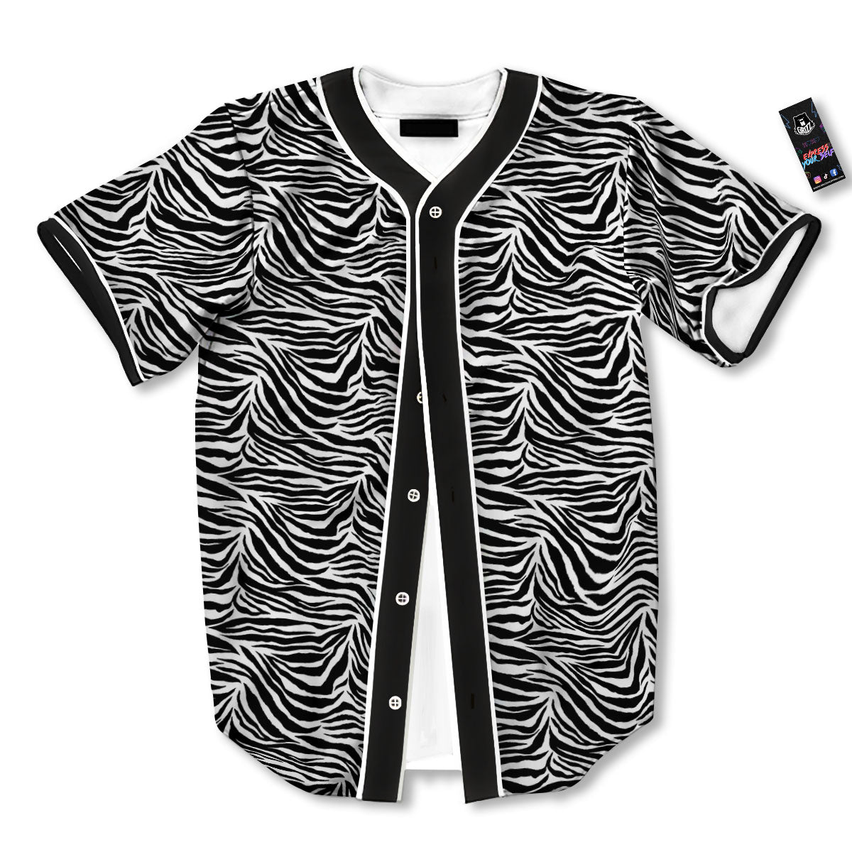 Zebra Black White Print Pattern Baseball Jersey-grizzshop
