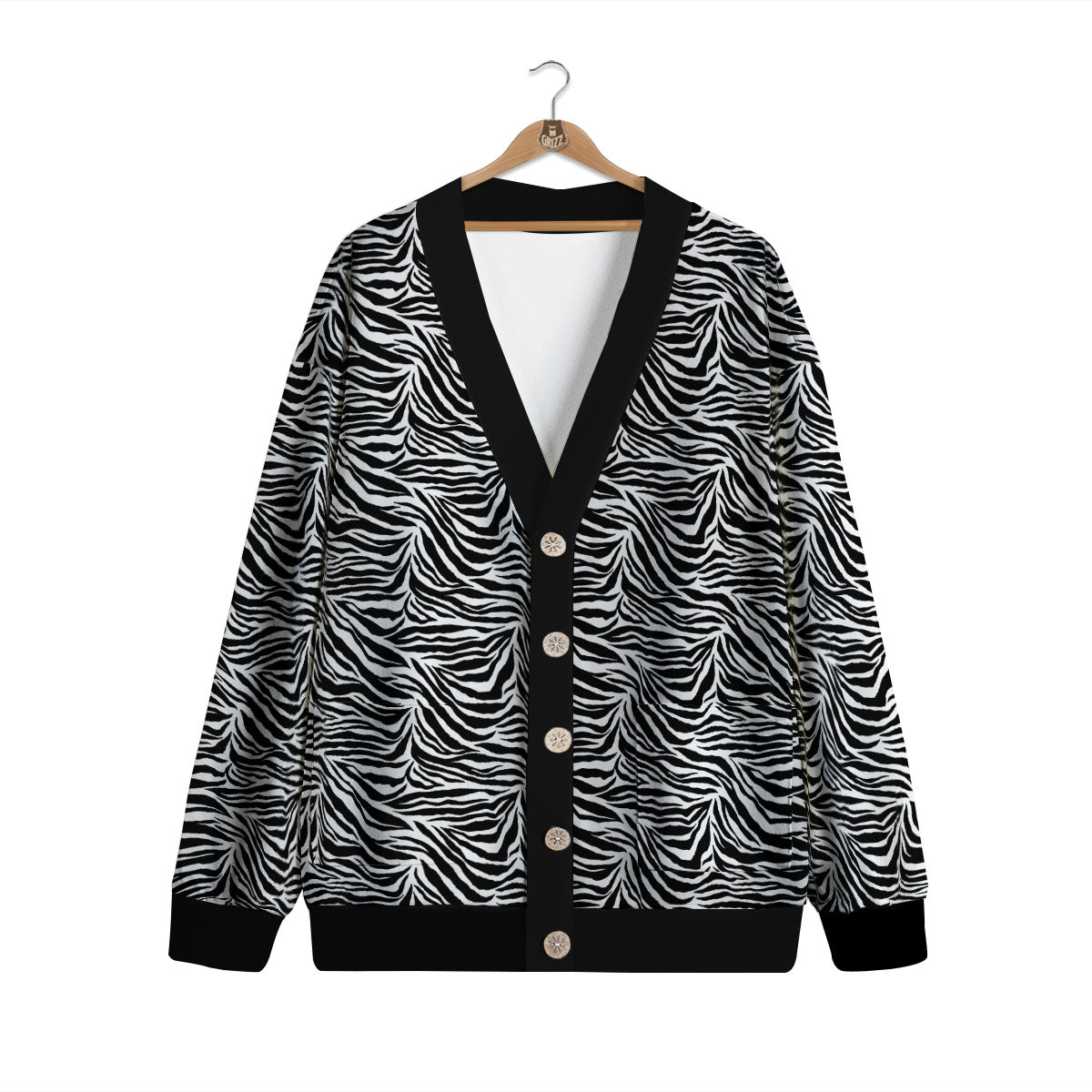 Zebra Black White Print Pattern Cardigan-grizzshop