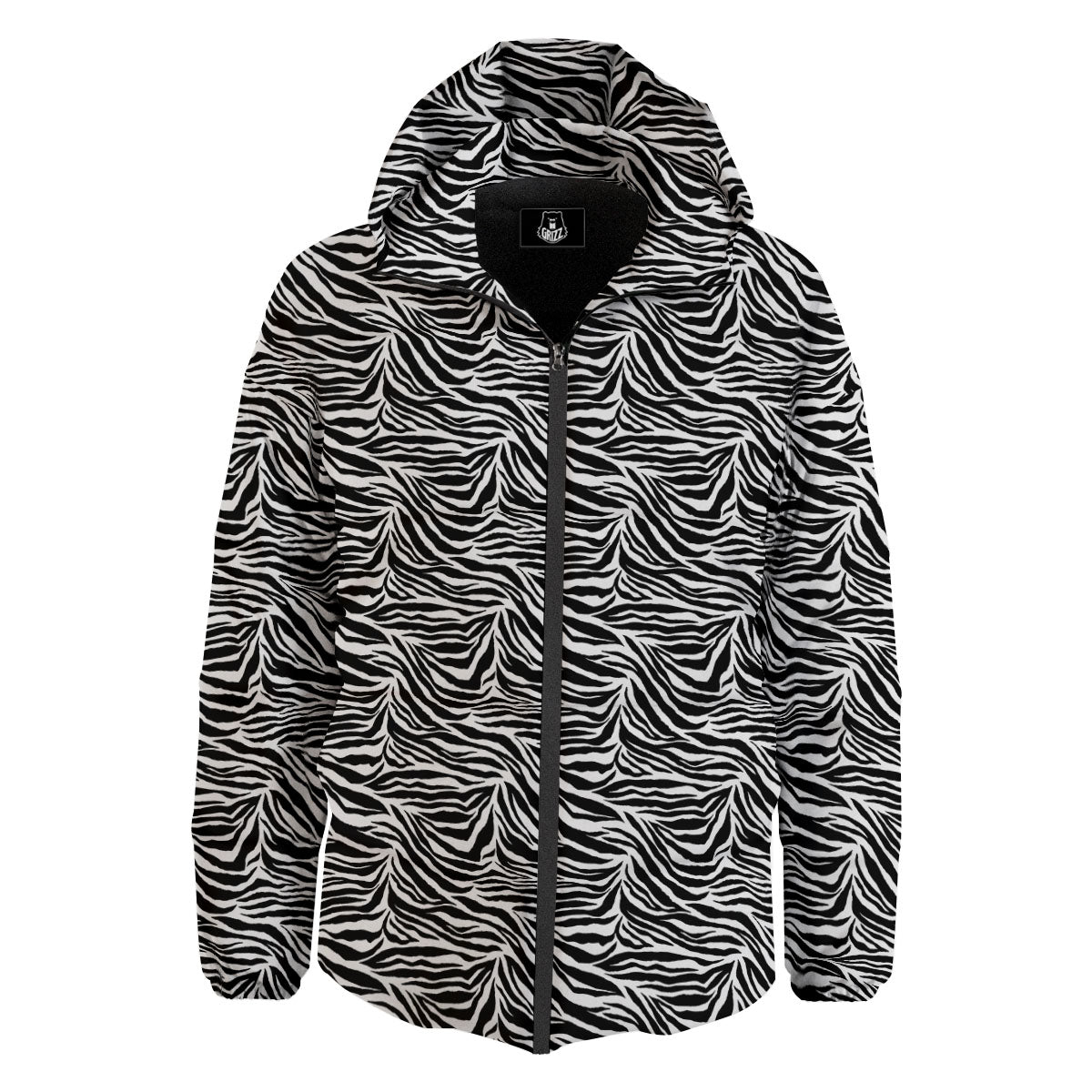 Zebra Black White Print Pattern Down Jacket-grizzshop
