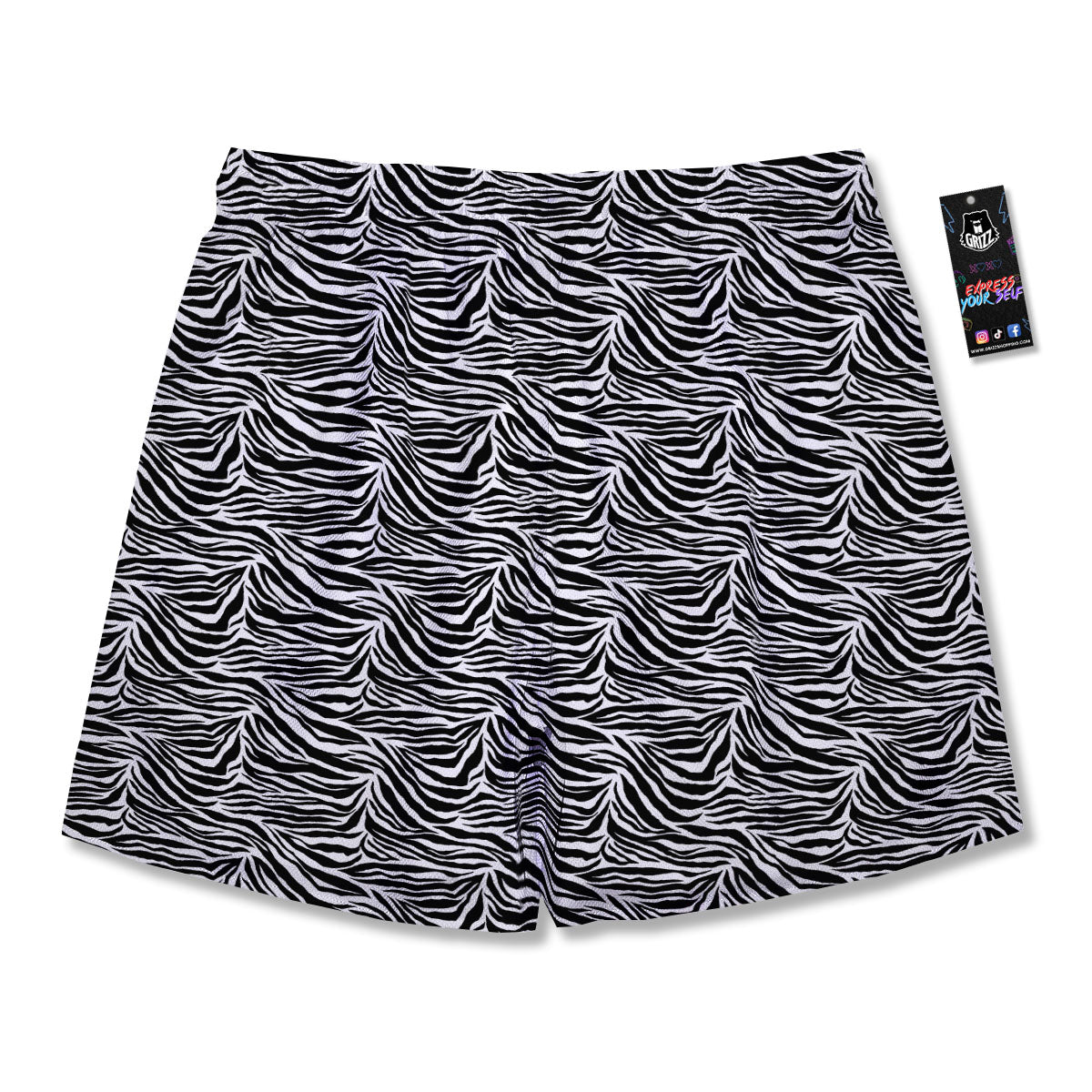 Zebra Black White Print Pattern Men's Running Shorts-grizzshop